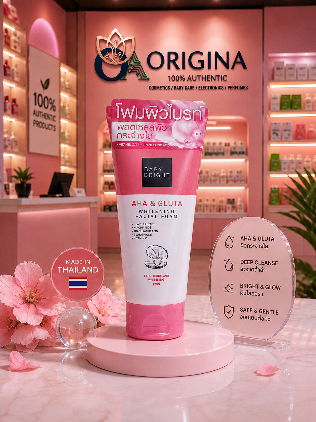 Baby Bright AHA & Gluta Whitening Facial Foam